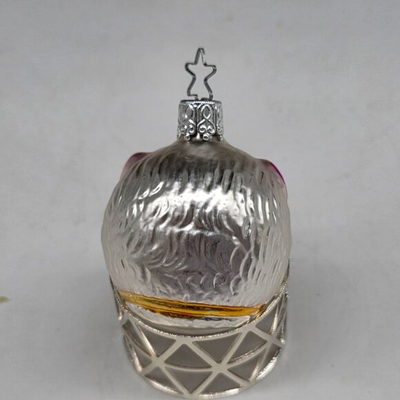 Inge Glas Cat Ball German Glass Christmas Ornament Silver 2" - Picture 3 of 6